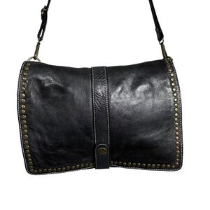 COSTANZA ROTA LEATHER STUDDED BLACK SHOULDER BAG boho ITALY western indie grunge